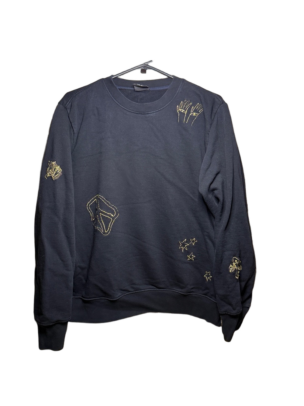 Paul Smith Black Crewneck Sweater with Gold Embroidered Motifs
